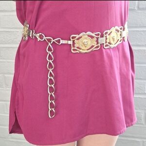 🦁Harwill NY rare lion vintage metal belt with clip and chain